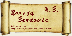 Marija Berdović vizit kartica